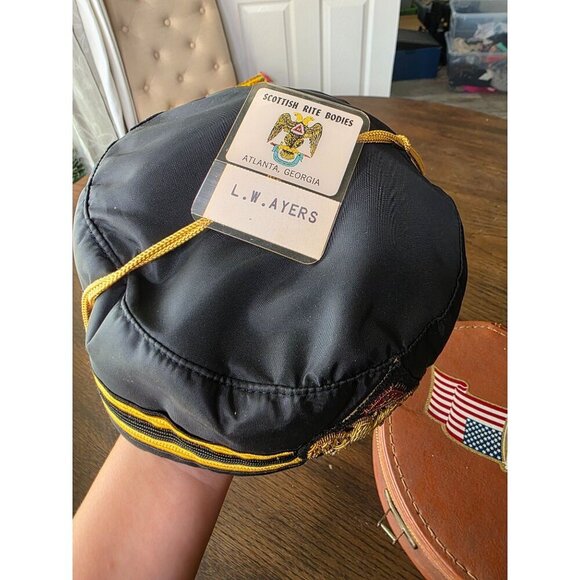 VTG 32ND DEGREE SCOTTISH RITE MASONIC FREEMASON CAP BULLION DOUBLE EAGLE EMBLEM - Picture 5 of 16